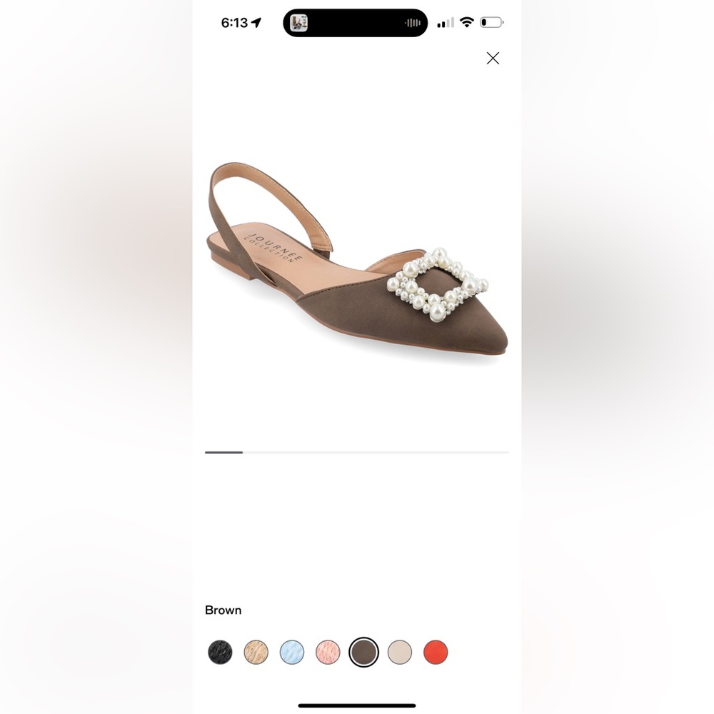 Journee Collection Brown Flats with Pearl Design